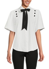 Karl Lagerfeld Puff Sleeve Sailor Blouse
