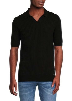 Karl Lagerfeld Ribbed Short Sleeve Polo Sweater