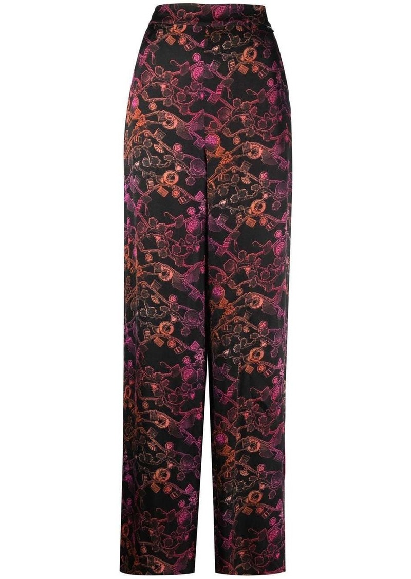 Karl Lagerfeld satin chain-print trousers