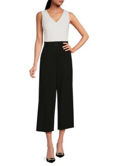 Karl Lagerfeld Scuba Two Tone Cropped Jumpsuit