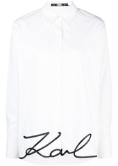 Karl Lagerfeld signature-embroidery organic cotton shirt