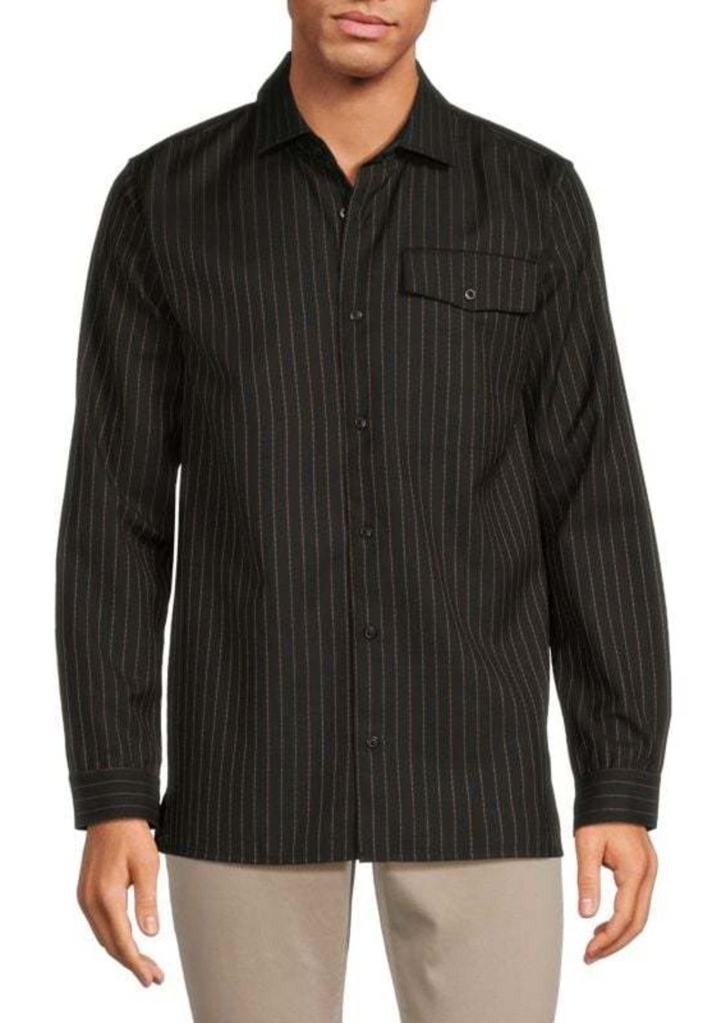 Karl Lagerfeld Slim Fit Pinstripe Wool Blend Shirt