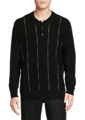 Karl Lagerfeld Striped Layered Sleeve Polo Sweater