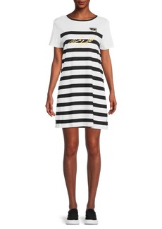 Karl Lagerfeld Striped Logo T Shirt Dress