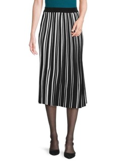 Karl Lagerfeld Striped Pleated Midi Skirt