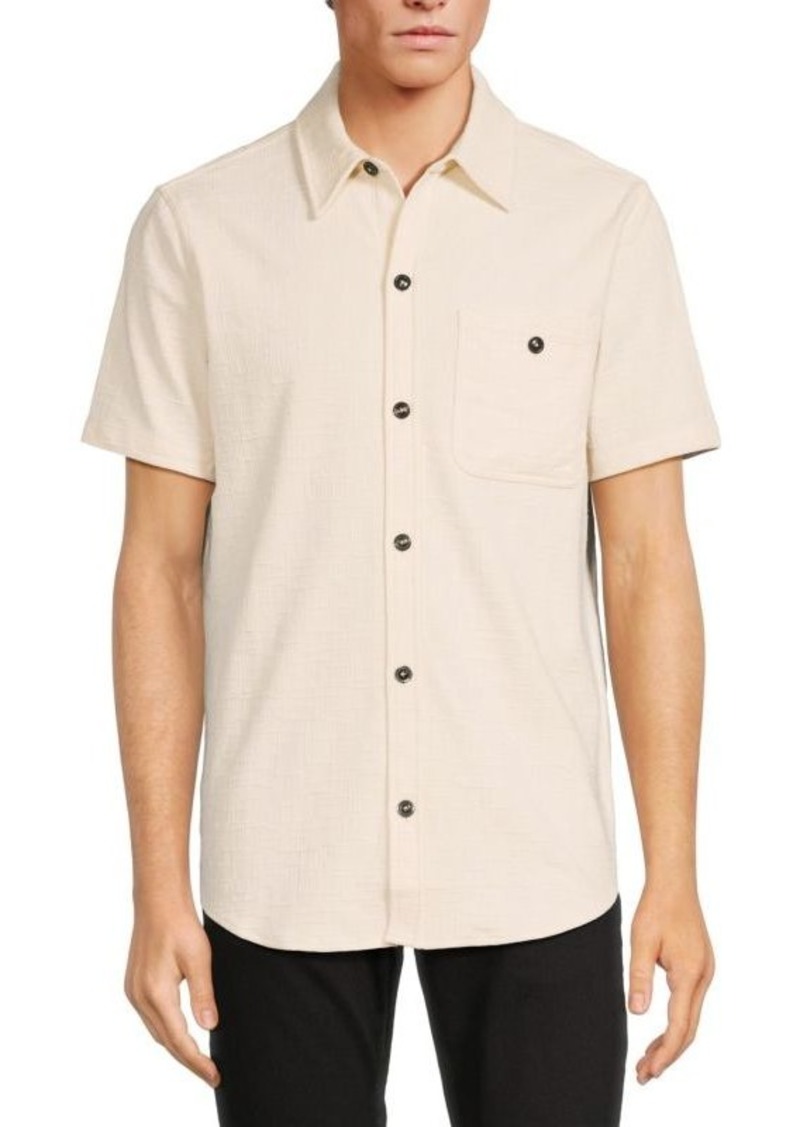 Karl Lagerfeld Textured Short Sleeve Button Down Shirt