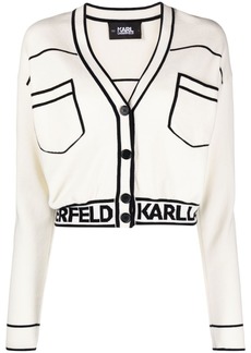 Karl Lagerfeld V-neck logo-band cardigan