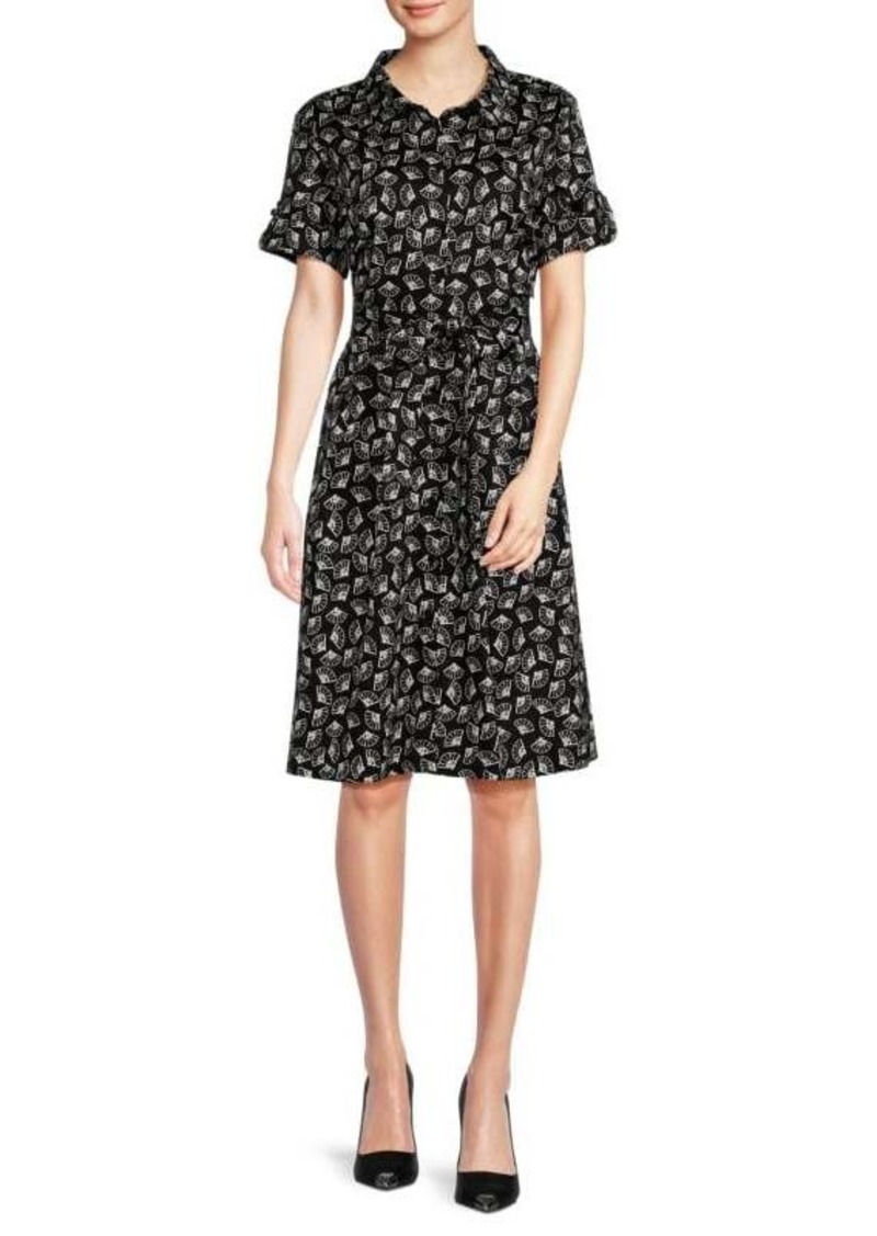 Karl Lagerfeld Whimsical Print Belted Shirtdress