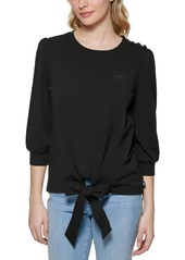Karl Lagerfeld Womens Front Tie Fitness Sweatshirt