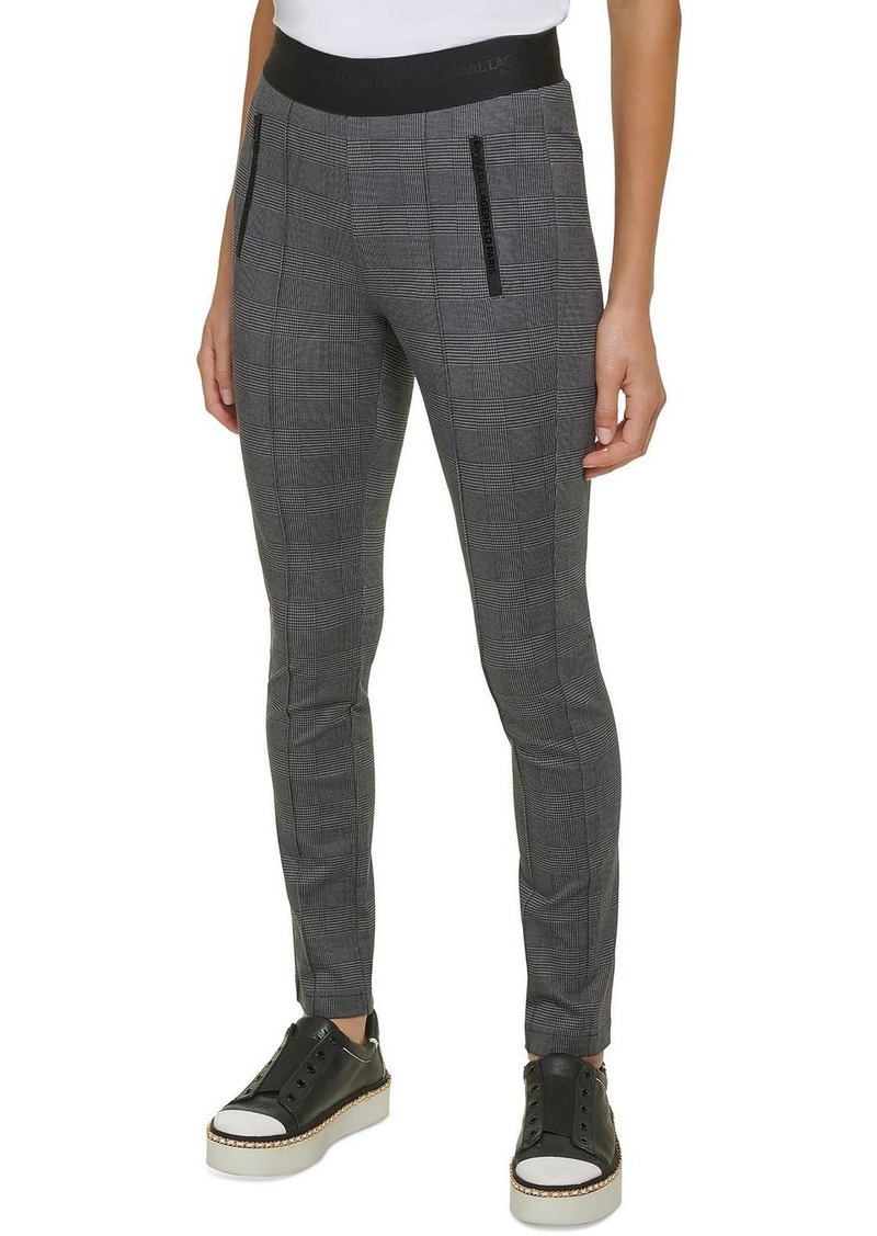 Karl Lagerfeld Womens Houndstooth Pull-On Skinny Pants