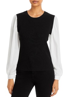 Karl Lagerfeld Womens Knit Layered Look Blouse