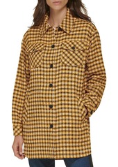 Karl Lagerfeld Womens Tweed Plaid Shirt Jacket