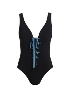 Karla Colletto Beatrix Lace-Up One-Piece Swimsuit