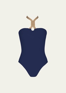 Karla Colletto Charlie Halter Bandeau One-Piece Swimsuit