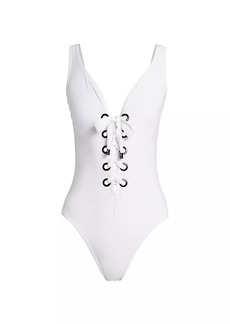 Karla Colletto Lucy Lace-Up One-Piece Swimsuit