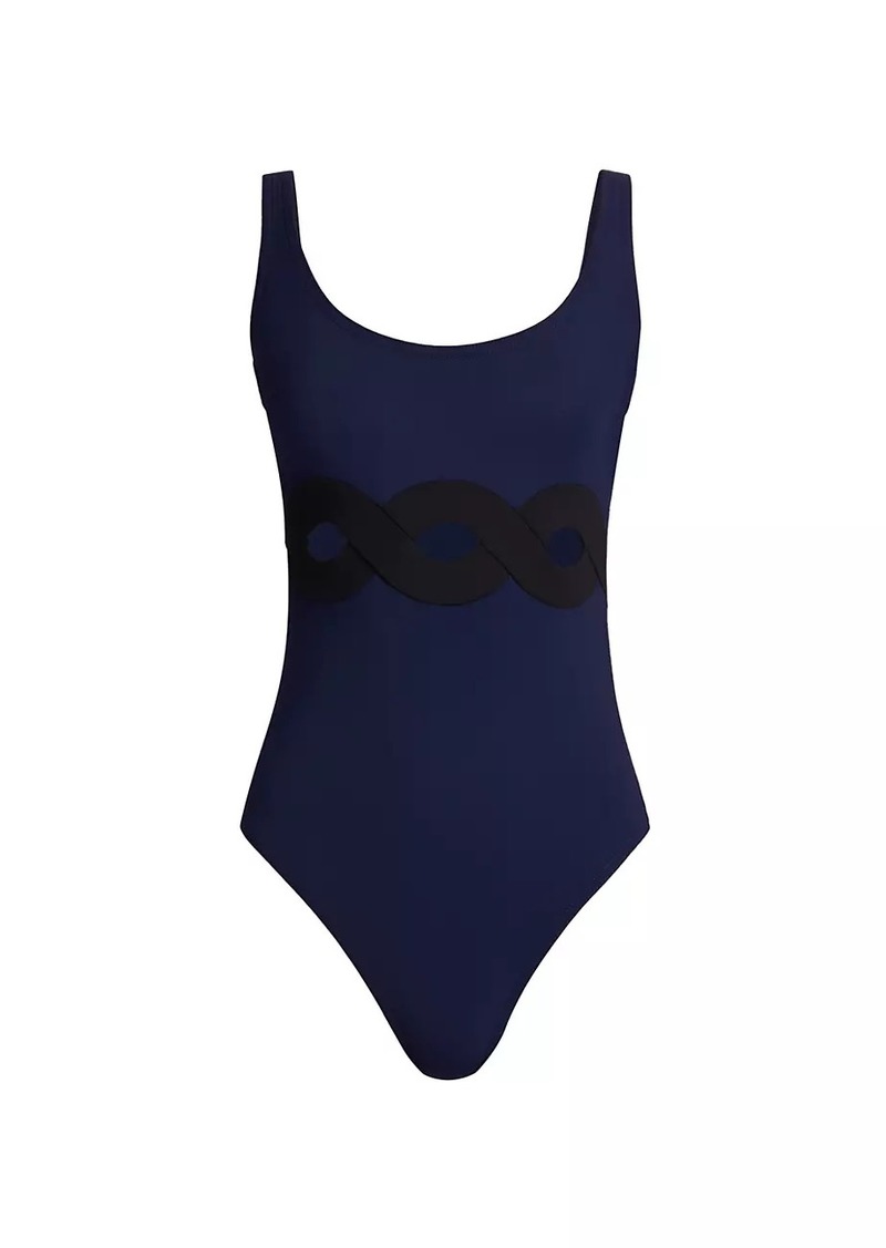 Karla Colletto Octavia Swirling Cut-Out One-Piece Swimsuit