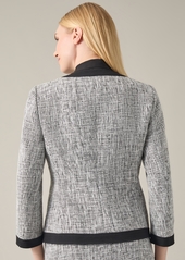 Kasper Petite Collarless Open-Front Trimmed Blazer - Black Multi