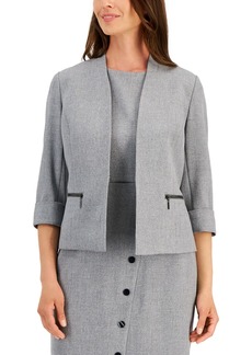 Kasper Women's Zip-Pocket 3/4-Sleeve Jacket - Grey/Black