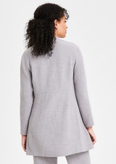 Kasper Petite Long Collarless Open-Front Blazer - Pebble