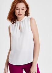 Kasper Petite Solid Jewel-Neck Sleeveless Keyhole Top - Vanilla Ice