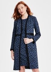 Kasper Petite Trimmed Open-Front Topper Jacket - Blue Heron