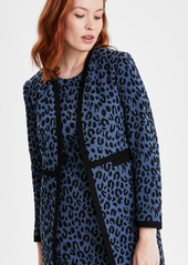 Kasper Petite Trimmed Open-Front Topper Jacket - Blue Heron