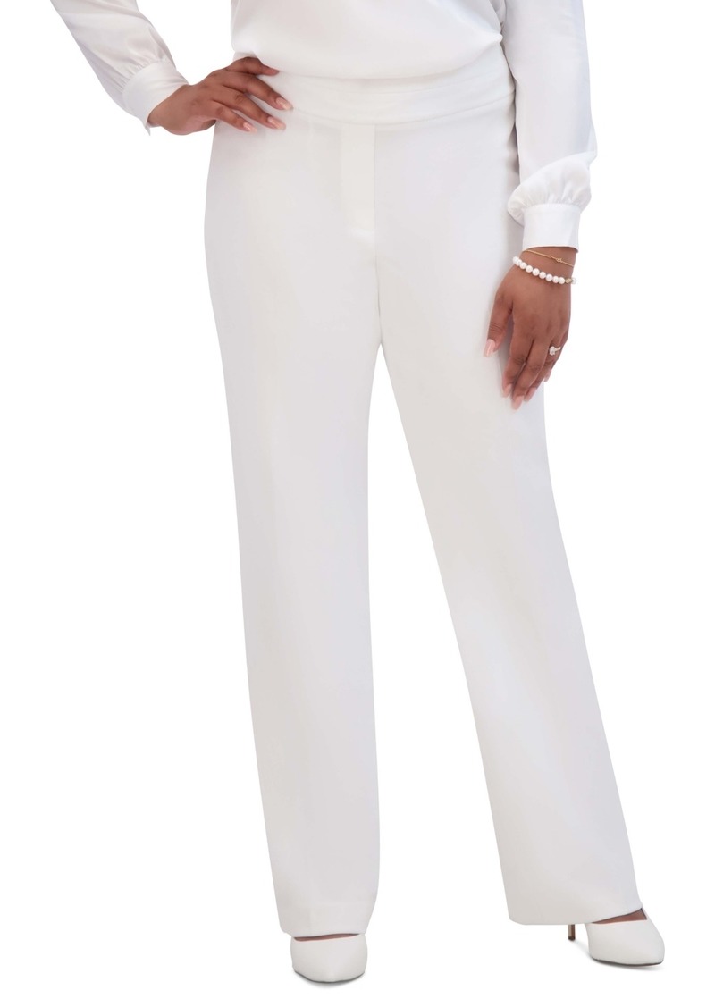 Kasper Plus Size & Women's Seamed-Waist Pull-On Pants - White