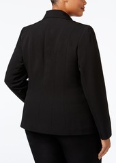 Kasper Plus Size Crepe One-Button Blazer - Black