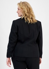 Kasper Plus Size Crepe One-Button Blazer - Black