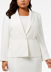 Kasper Plus Size Crepe One-Button Blazer - Black