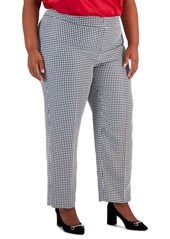 Kasper Plus Size Houndstooth Straight-Leg Slim Pants - Black/White