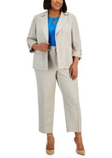 Kasper Plus Size Linen Blend Jacket Keyhole Camisole Pants