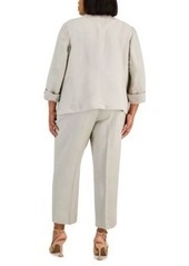 Kasper Plus Size Linen Blend Jacket Keyhole Camisole Pants