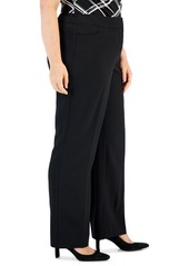 Kasper Plus Size Mid-Rise Full-Length Straight-Leg Pants - Black