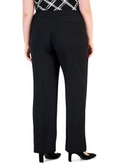 Kasper Plus Size Mid-Rise Full-Length Straight-Leg Pants - Black