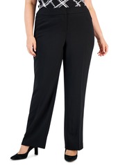 Kasper Plus Size Mid-Rise Full-Length Straight-Leg Pants - Black