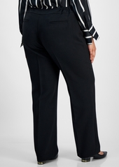 Kasper Plus Size Mid-Rise Full-Length Straight-Leg Pants - Black