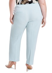 Kasper Plus Size Mid Rise Straight-Leg Fly-Front Pants - Sea Glass