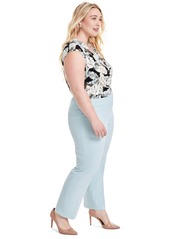 Kasper Plus Size Mid Rise Straight-Leg Fly-Front Pants - Sea Glass