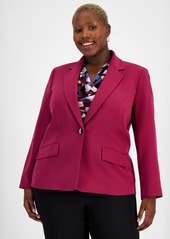 Kasper Plus Size One-Button Stretch Crepe Blazer - Cerise