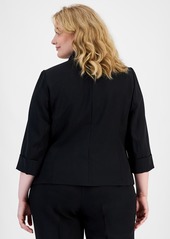 Kasper Plus Size Open-Front Soft Blazer - Black