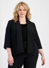 Kasper Plus Size Open-Front Soft Blazer - Black