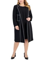 Kasper Plus Size Piped Trim Jacket Sheath Dress