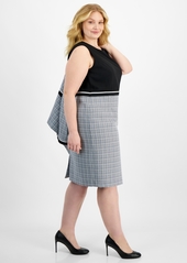 Kasper Plus Size Sleeveless Tweed Sheath Dress - Black Multi