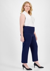 Kasper Plus Size Straight-Leg Pants - Black