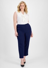 Kasper Plus Size Straight-Leg Pants - Black