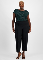 Kasper Plus Size Straight-Leg Pants - Black