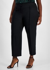 Kasper Plus Size Straight-Leg Pants - Black