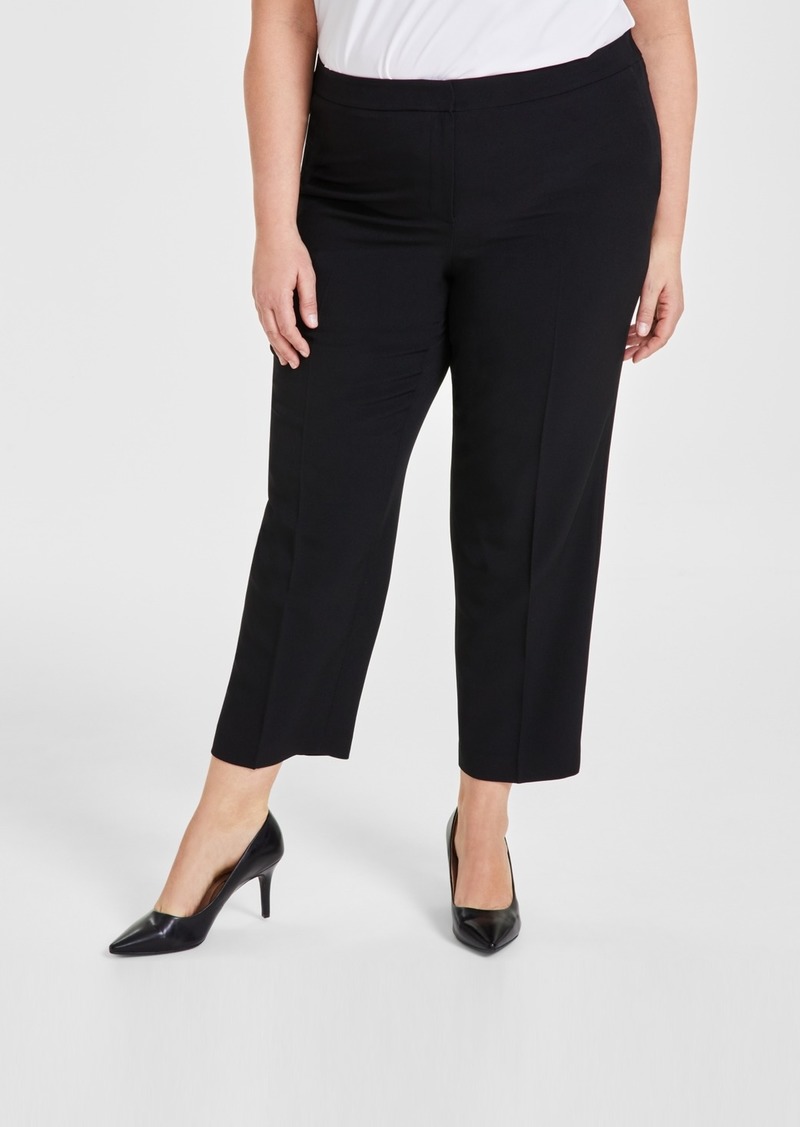 Kasper Plus Size Straight-Leg Pants - Black