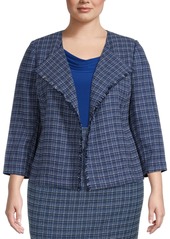 Kasper Plus-Size Tweed Open-Front Jacket